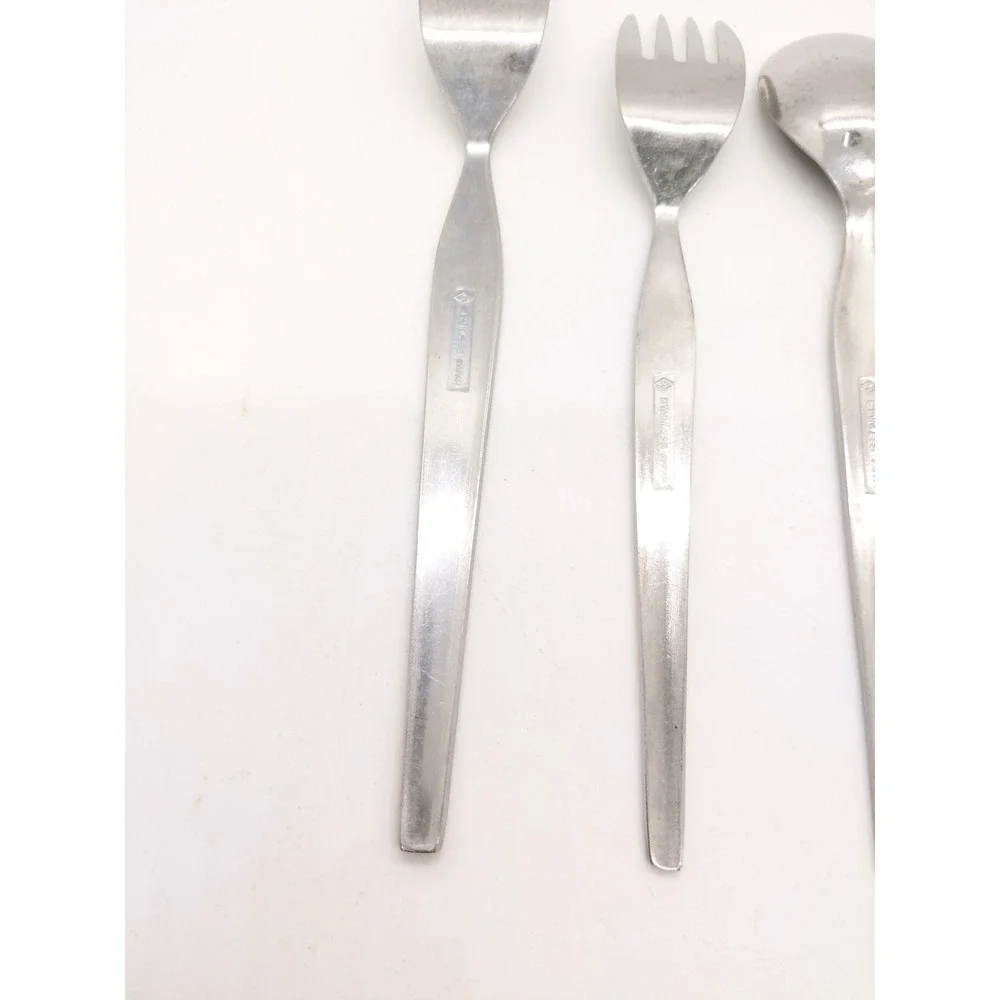 CI Japan CIF14 Flatware Set 6pc Silver Stainless Vintage MCM Tapered Handle